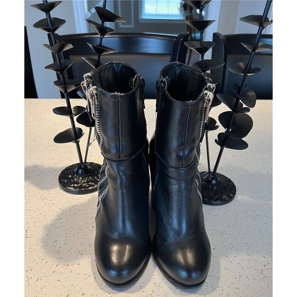 Black Leather Ankle Boots with Buckle Detail - Picture 12 of 16